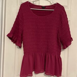 Torrid size 3 burgundy smocked shirt